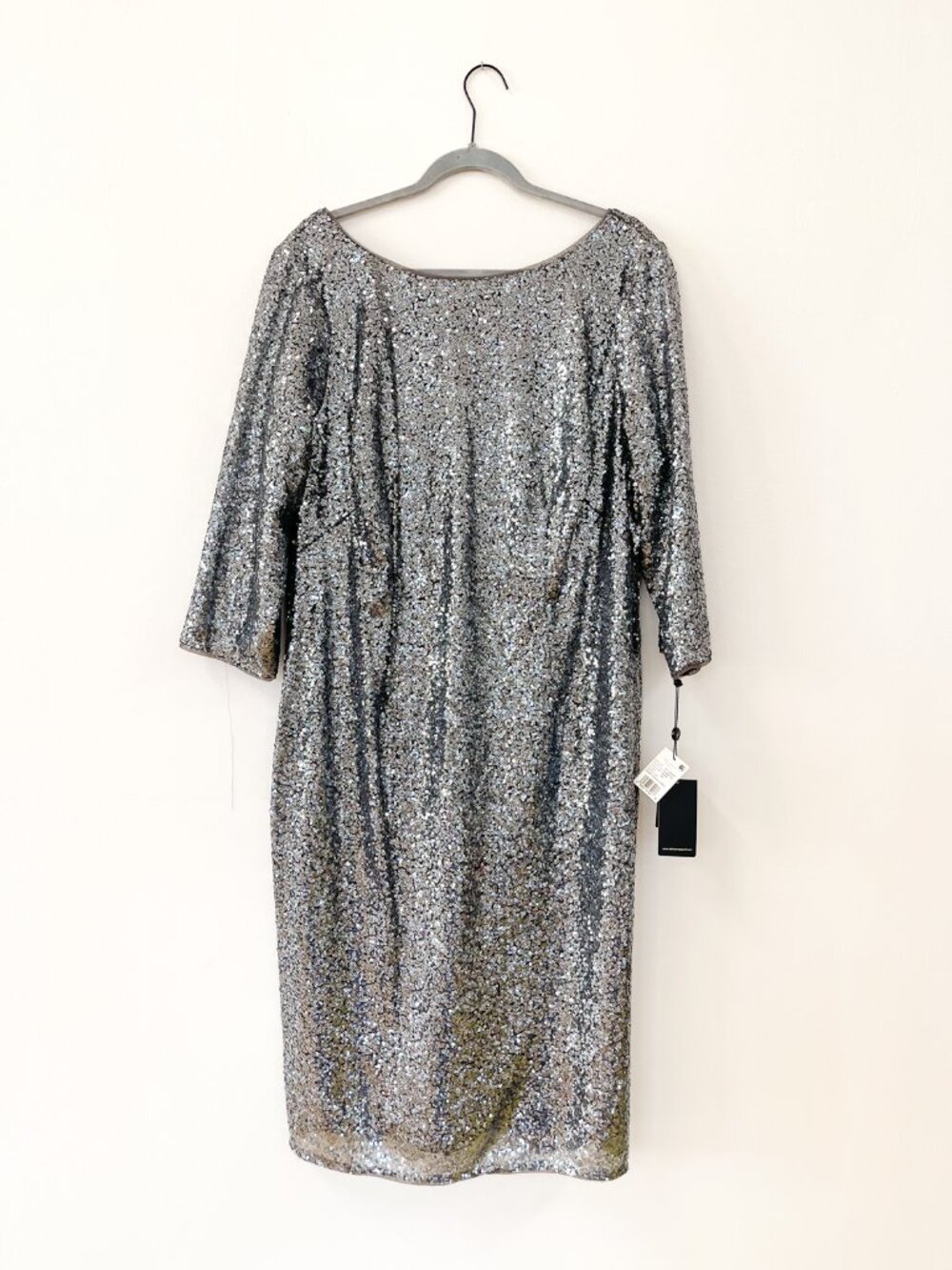 Adrianna Papell size 16w Silver Sheath Dress - Picture 5 of 9